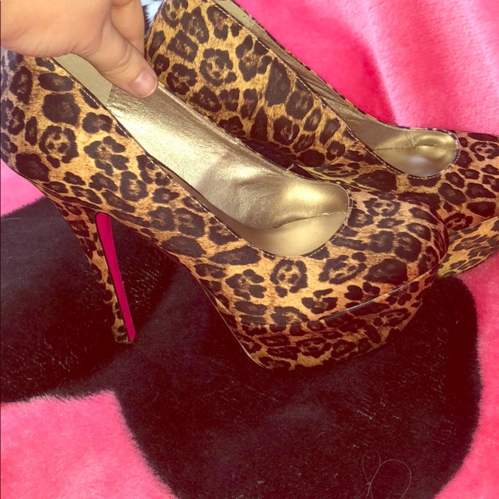 Platform Pink Bottom Leopard Heels